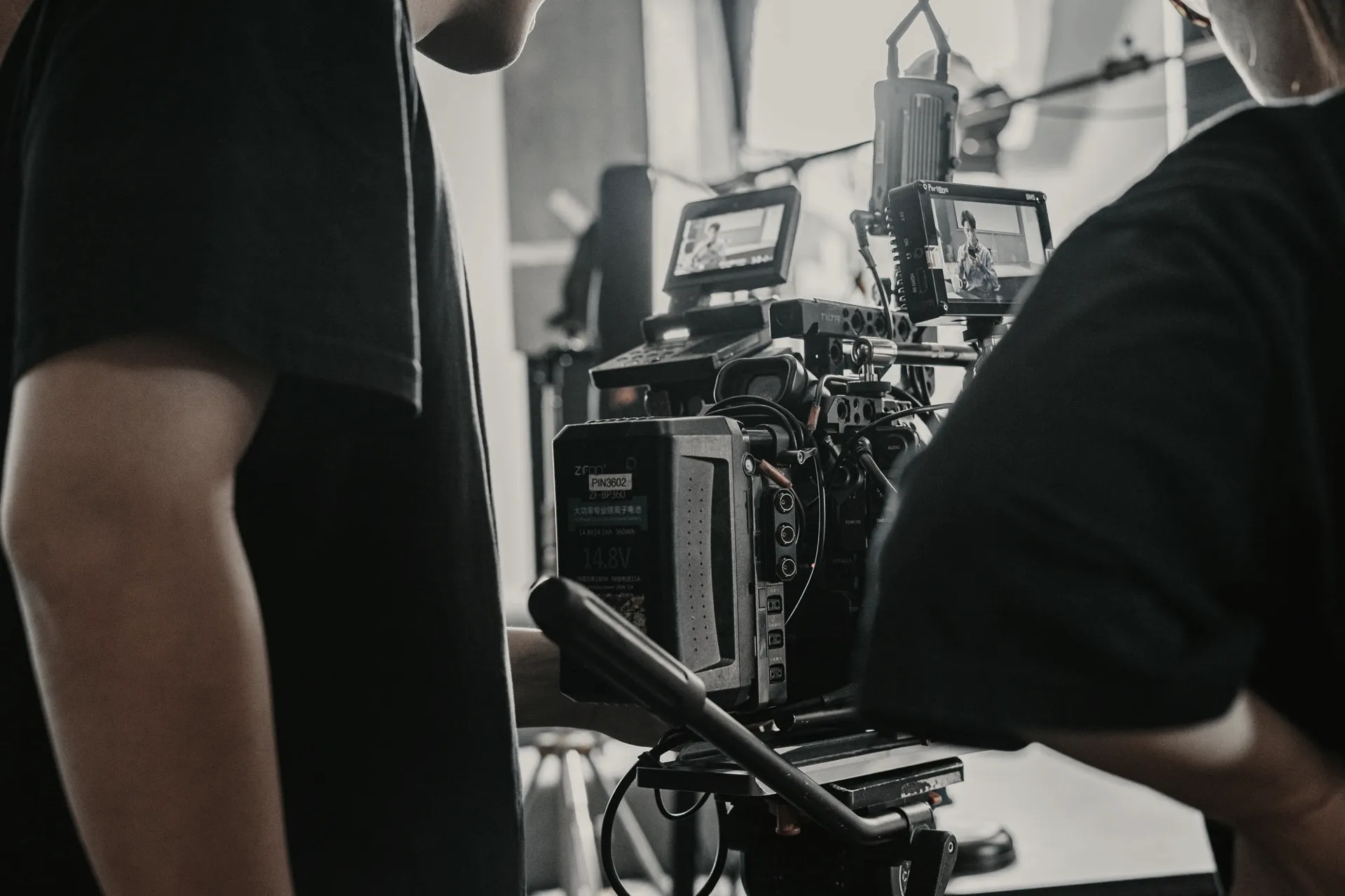 Camera set up on a production set